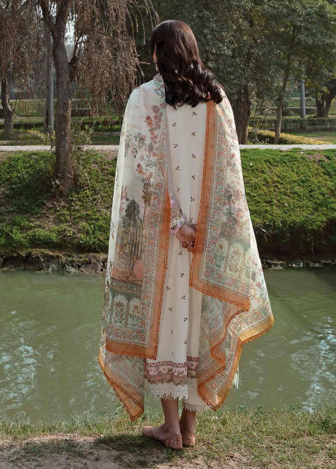 Qline by Qalamkar Embroidered Lawn Suits Unstitched 3 Piece QLM23Q AK-07 Hana - Luxury Collection
