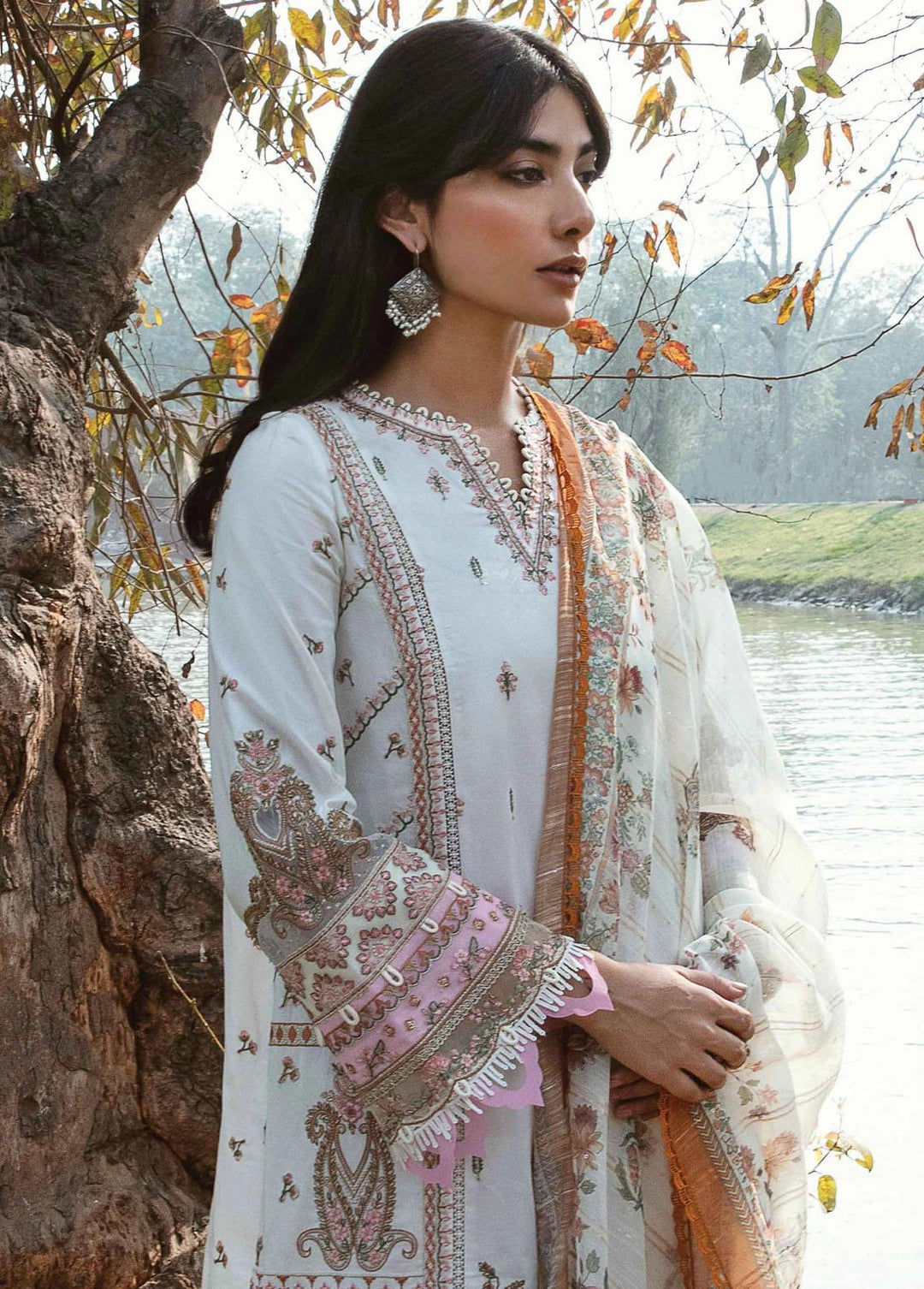 Qline by Qalamkar Embroidered Lawn Suits Unstitched 3 Piece QLM23Q AK-07 Hana - Luxury Collection