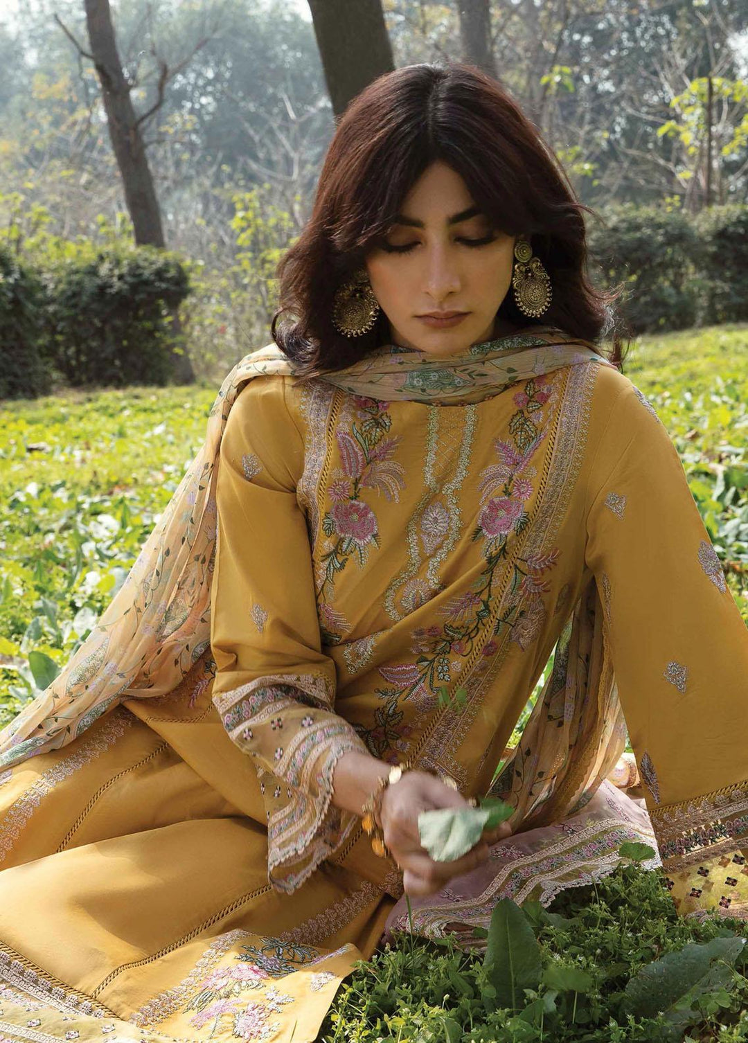 Qline by Qalamkar Embroidered Lawn Suits Unstitched 3 Piece QLM23Q AK-09 Mahrosh - Luxury Collection
