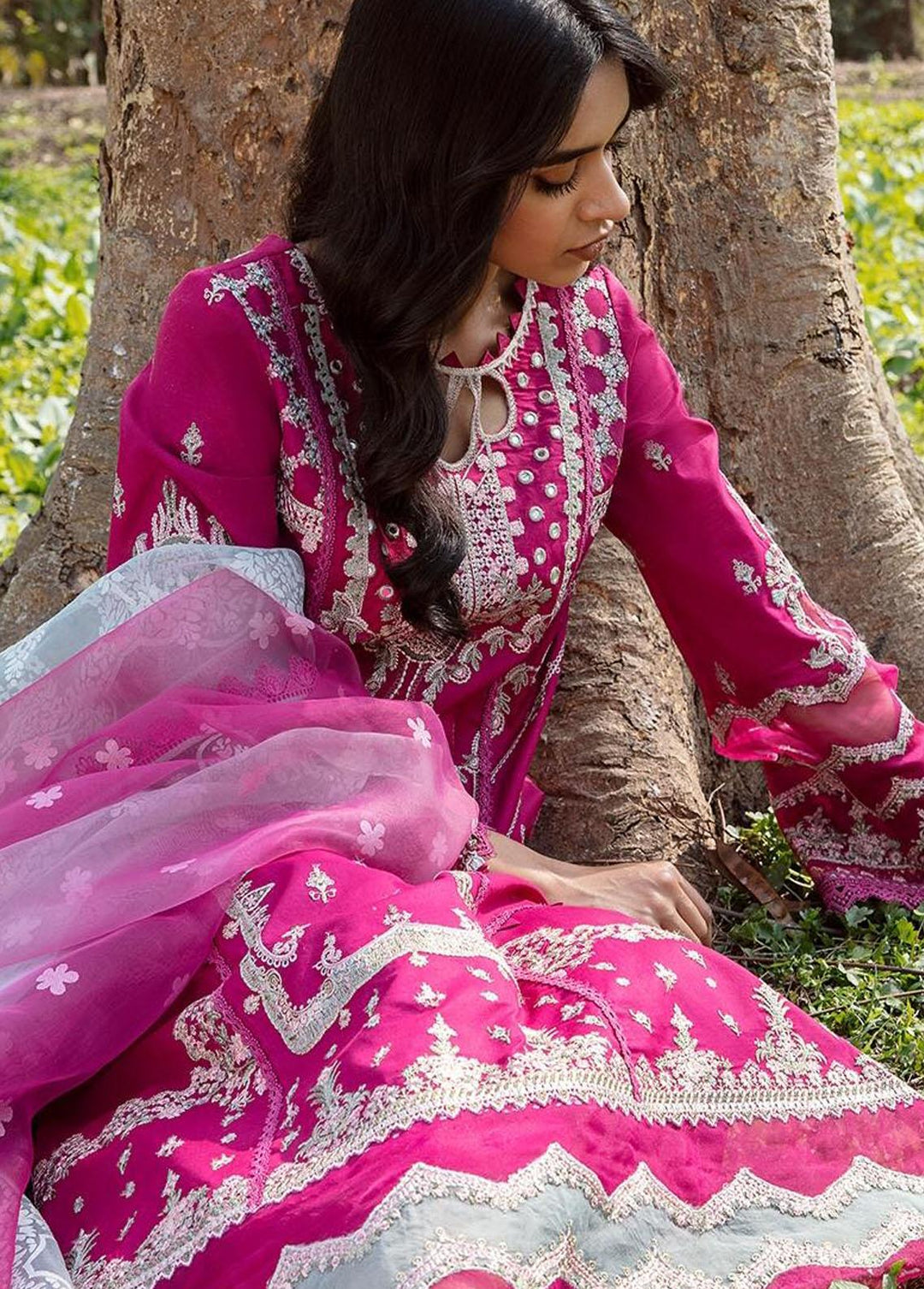 Qline by Qalamkar Embroidered Lawn Suits Unstitched 3 Piece QLM23Q AK-13 Larisa - Luxury Collection