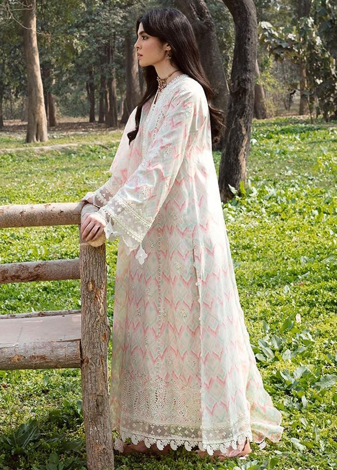Qline by Qalamkar Embroidered Lawn Suits Unstitched 3 Piece QLM23Q AK-14 Fern - Luxury Collection