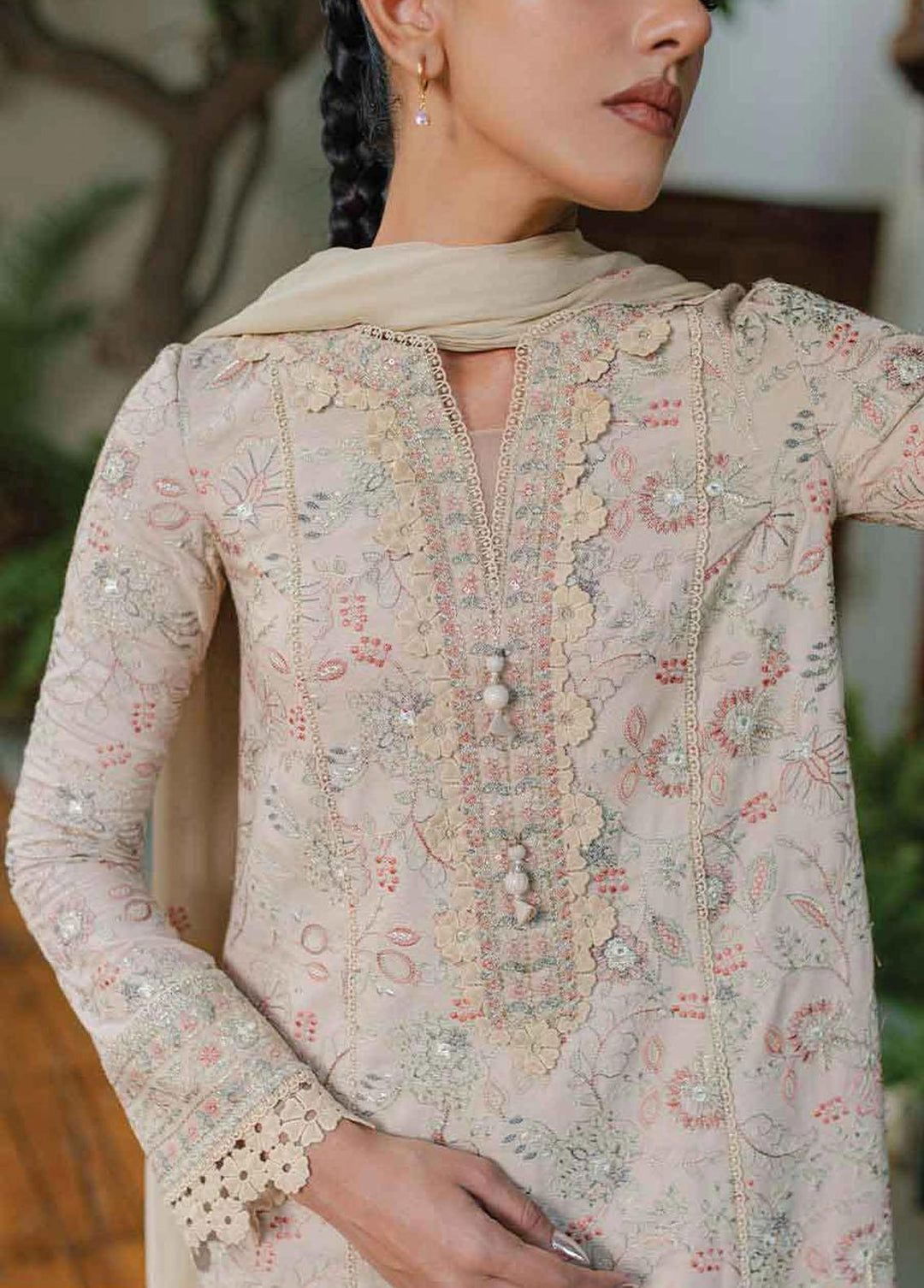 Qline By Qalamkar Embroidered Linen Suits Unstitched 3 Piece QLM23LN WL-04 Celeste - Winter Collection