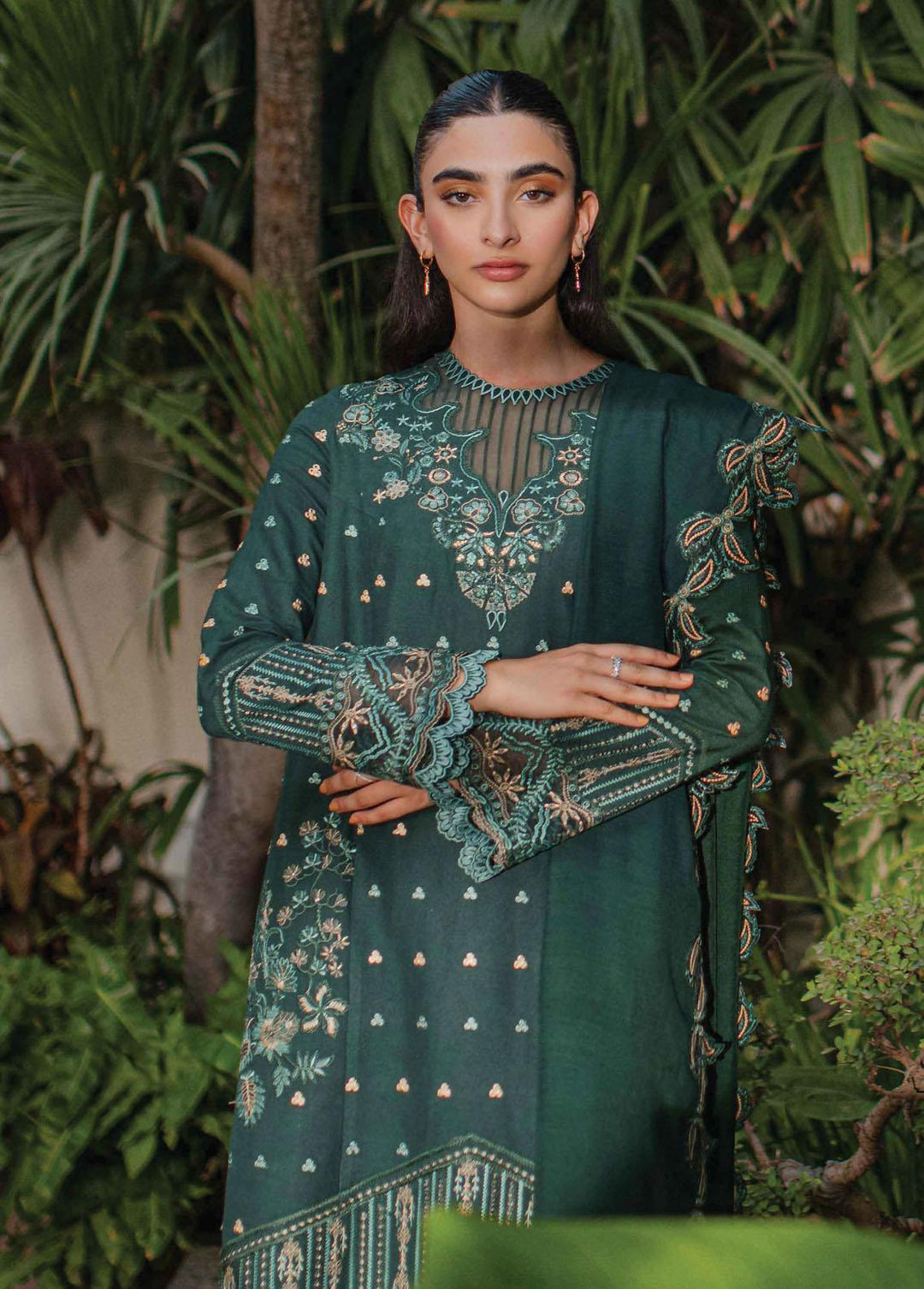 Qline By Qalamkar Embroidered Linen Suits Unstitched 3 Piece QLM23LN WL-05 Aurora - Winter Collection