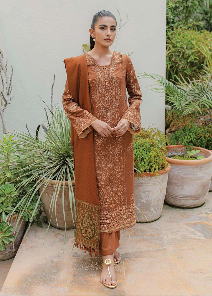 Qline By Qalamkar Embroidered Leather Peach Suits Unstitched 3 Piece QLM23LN WL-06 Mirha - Winter Collection