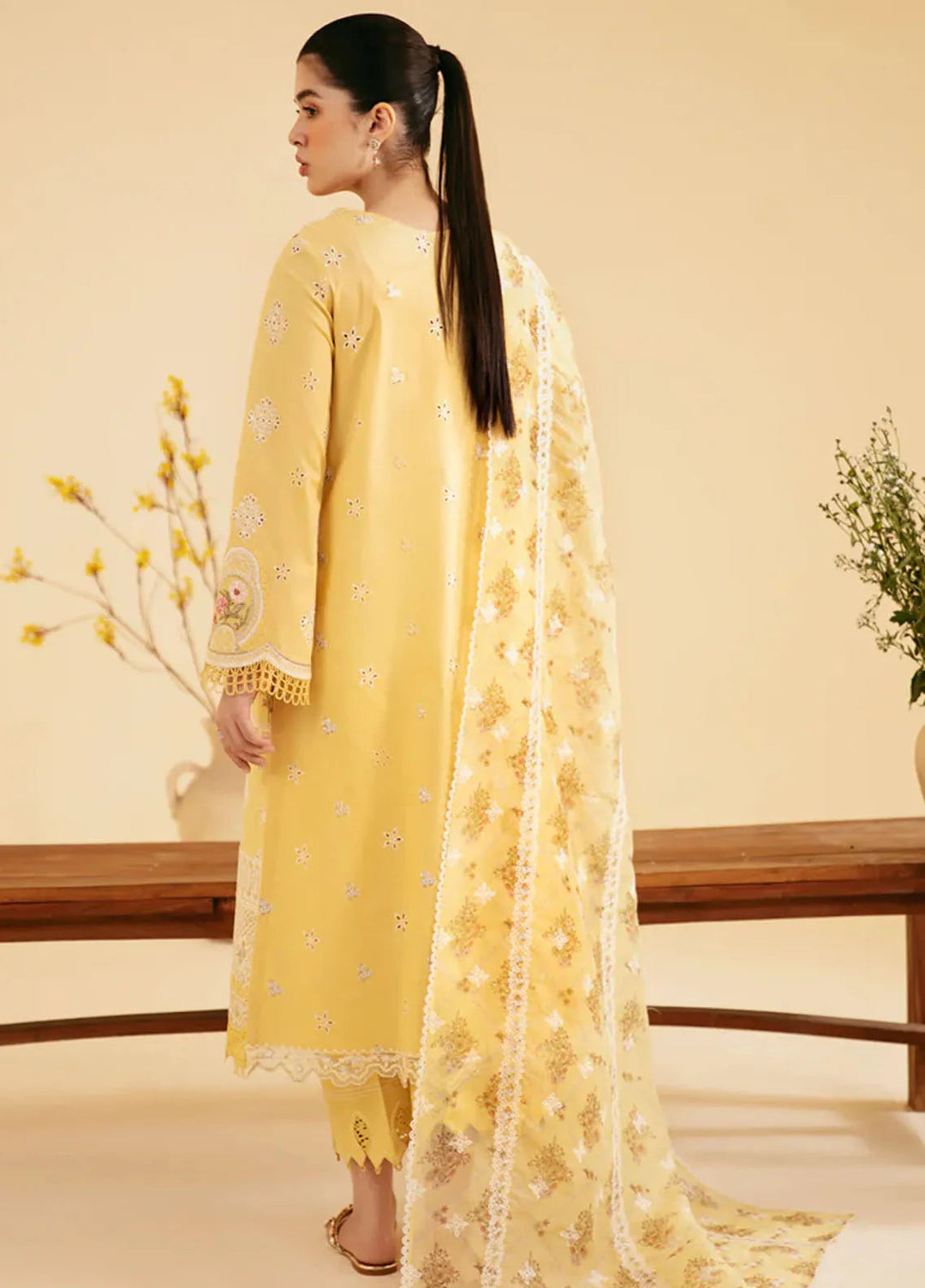 Qlinekari By Qalamkar Chikankari Lawn Suit Unstitched 3 Piece QLM24QK SQ-12 Zhain - Summer Collection