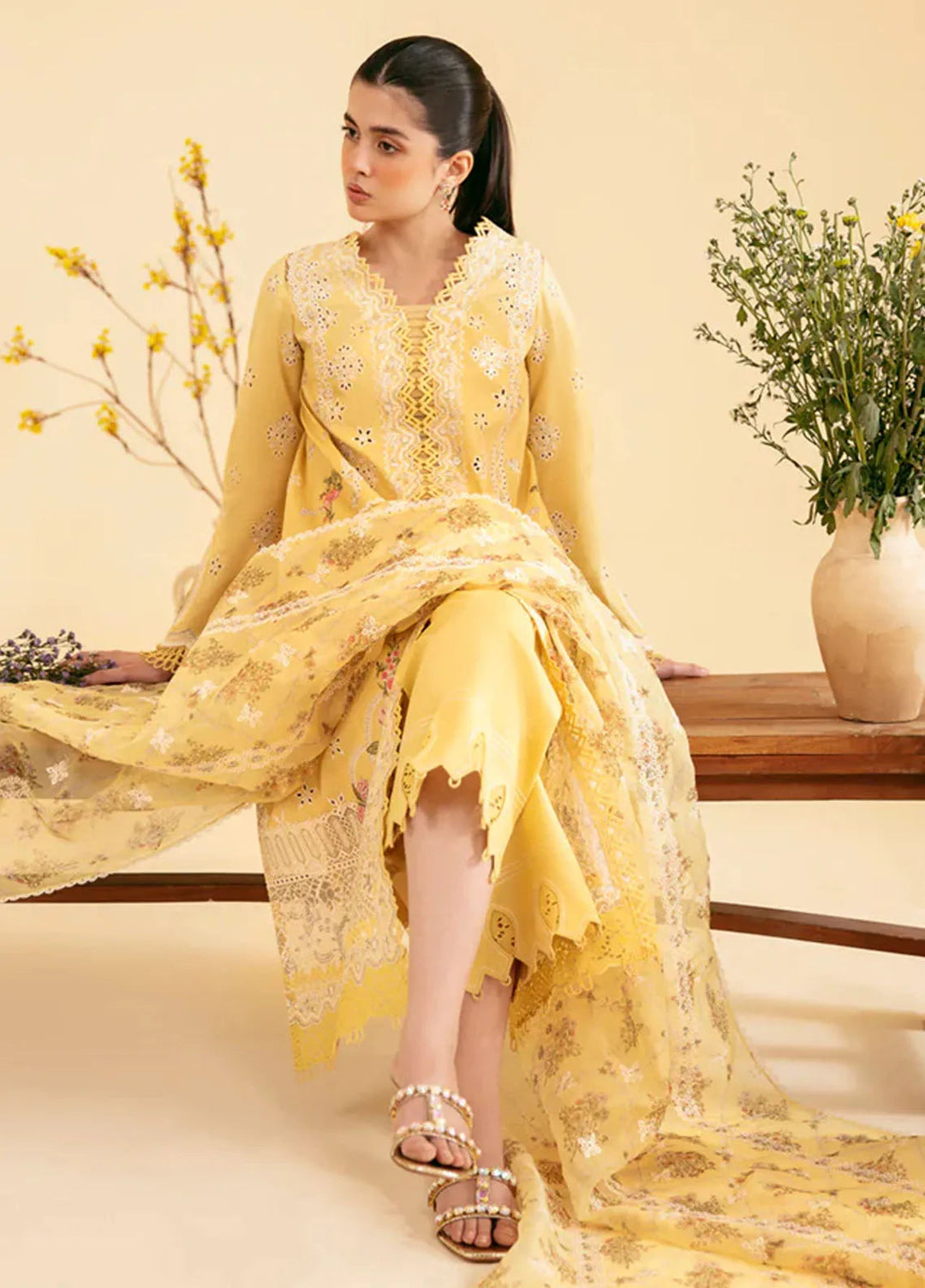 Qlinekari By Qalamkar Chikankari Lawn Suit Unstitched 3 Piece QLM24QK SQ-12 Zhain - Summer Collection
