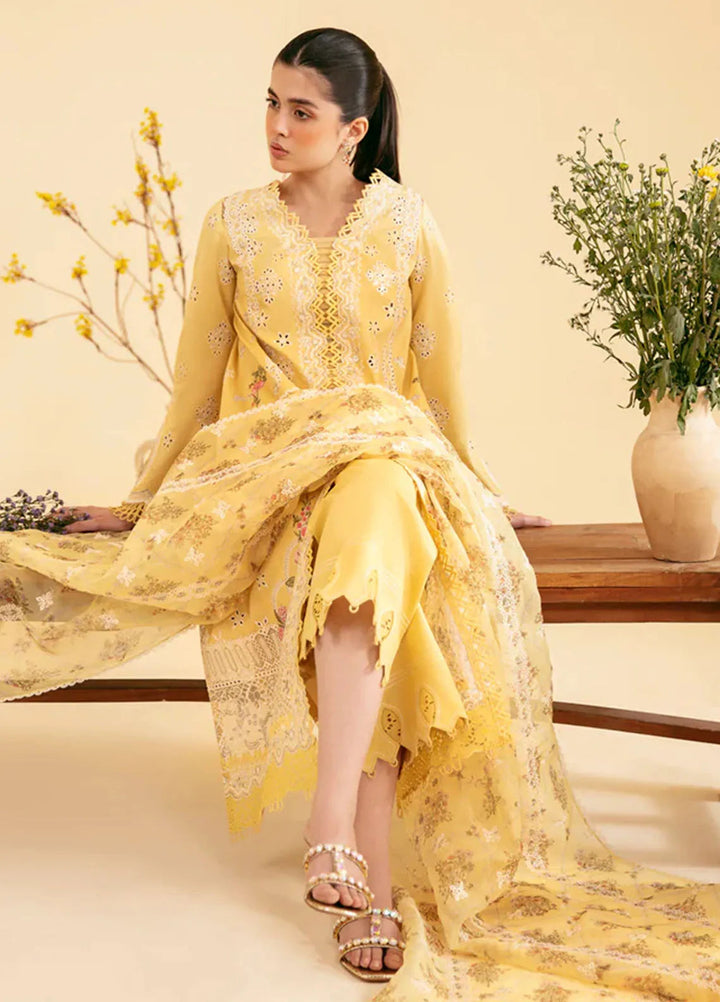 Qlinekari By Qalamkar Chikankari Lawn Suit Unstitched 3 Piece QLM24QK SQ-12 Zhain - Summer Collection