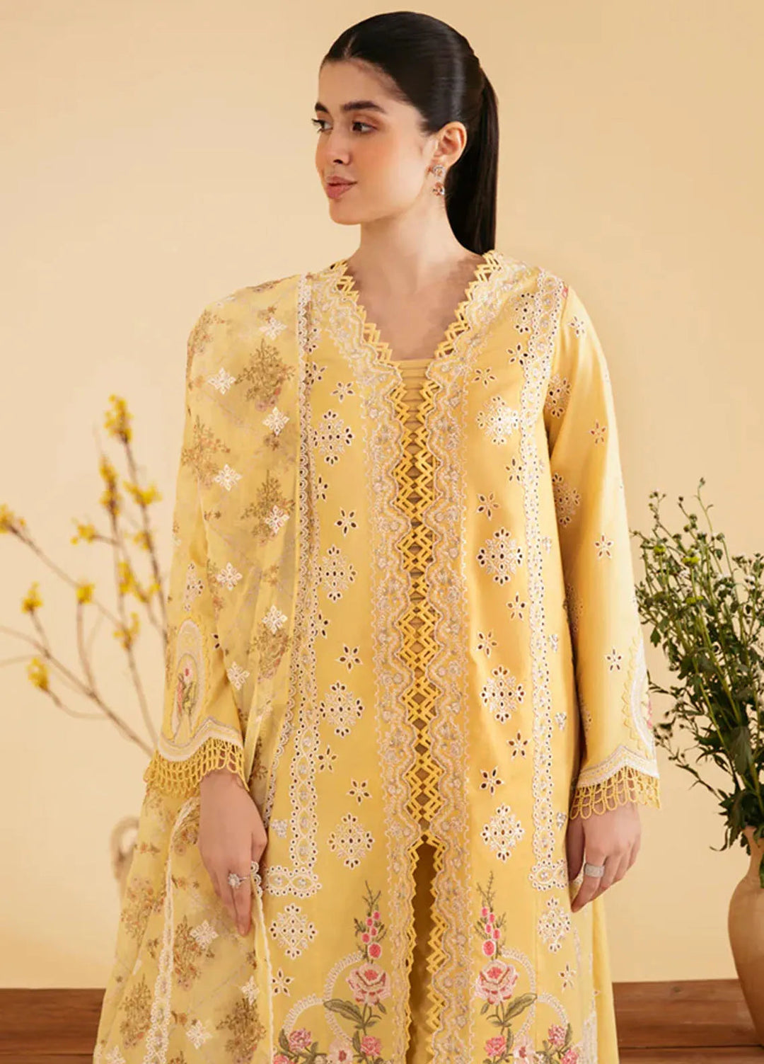 Qlinekari By Qalamkar Chikankari Lawn Suit Unstitched 3 Piece QLM24QK SQ-12 Zhain - Summer Collection