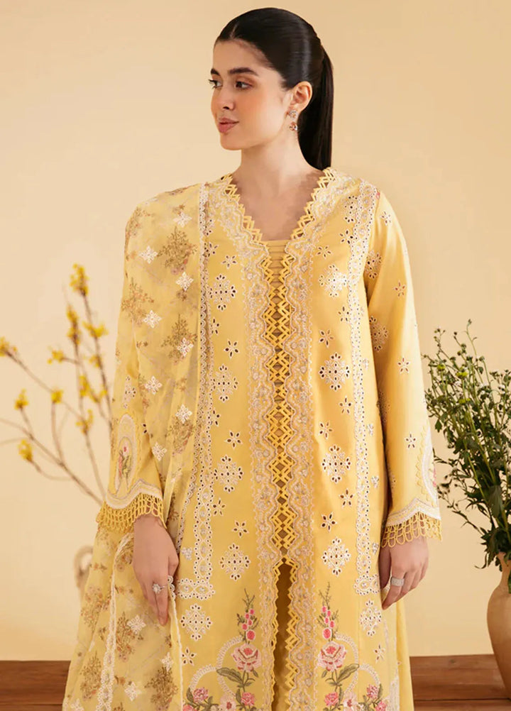 Qlinekari By Qalamkar Chikankari Lawn Suit Unstitched 3 Piece QLM24QK SQ-12 Zhain - Summer Collection