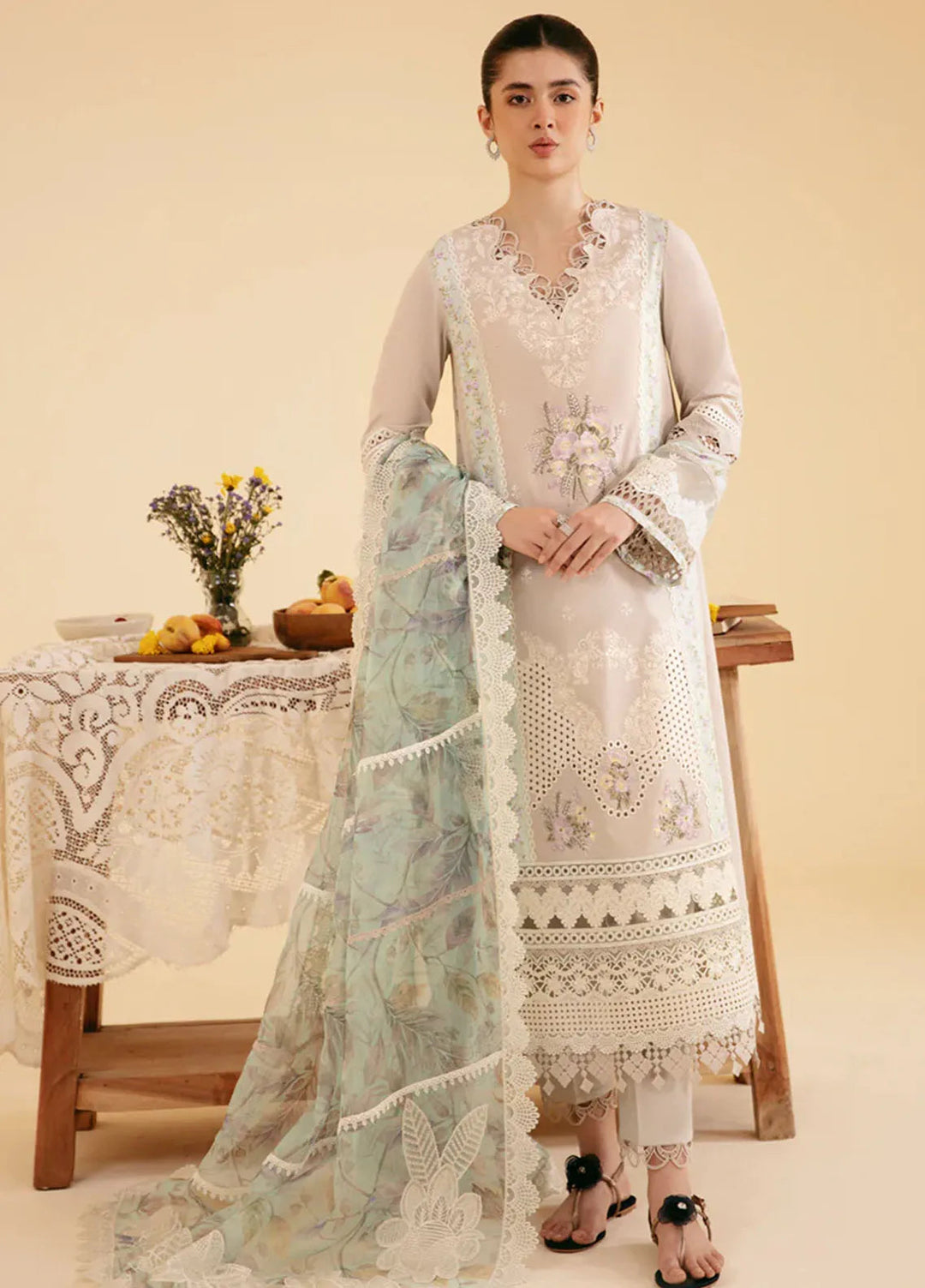 Qlinekari By Qalamkar Chikankari Lawn Suit Unstitched 3 Piece QLM24QK SQ-13 Aysel - Summer Collection