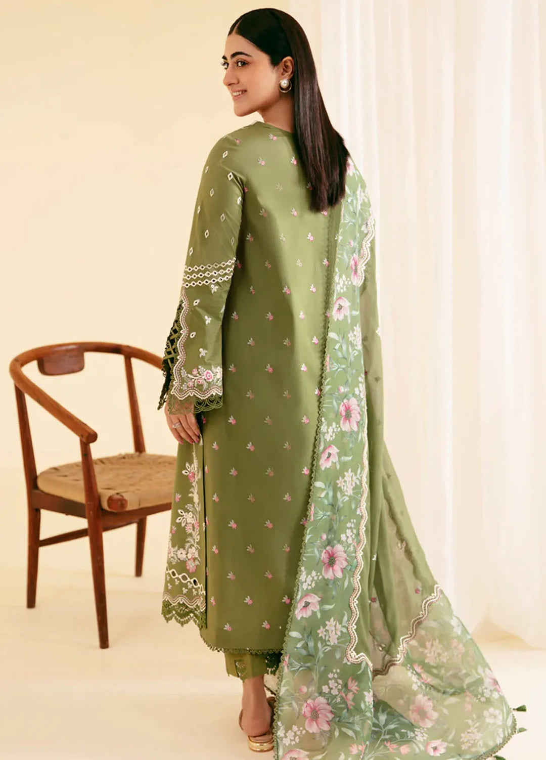 Qlinekari By Qalamkar Chikankari Lawn Suit Unstitched 3 Piece QLM24QK SQ-14 Semal - Summer Collection