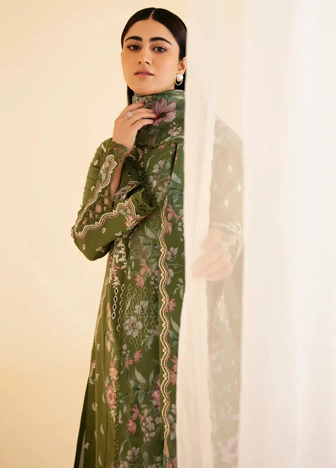 Qlinekari By Qalamkar Chikankari Lawn Suit Unstitched 3 Piece QLM24QK SQ-14 Semal - Summer Collection