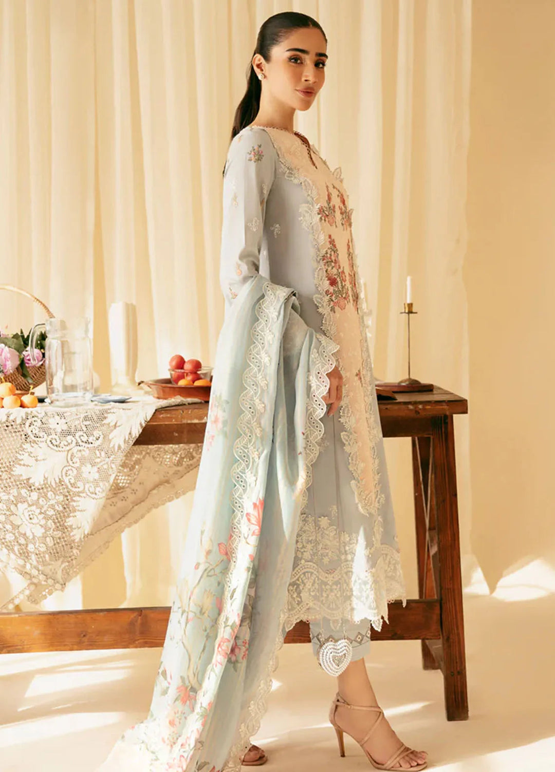 Qlinekari By Qalamkar Chikankari Lawn Suit Unstitched 3 Piece QLM24QK SQ-15 Neylan - Summer Collection