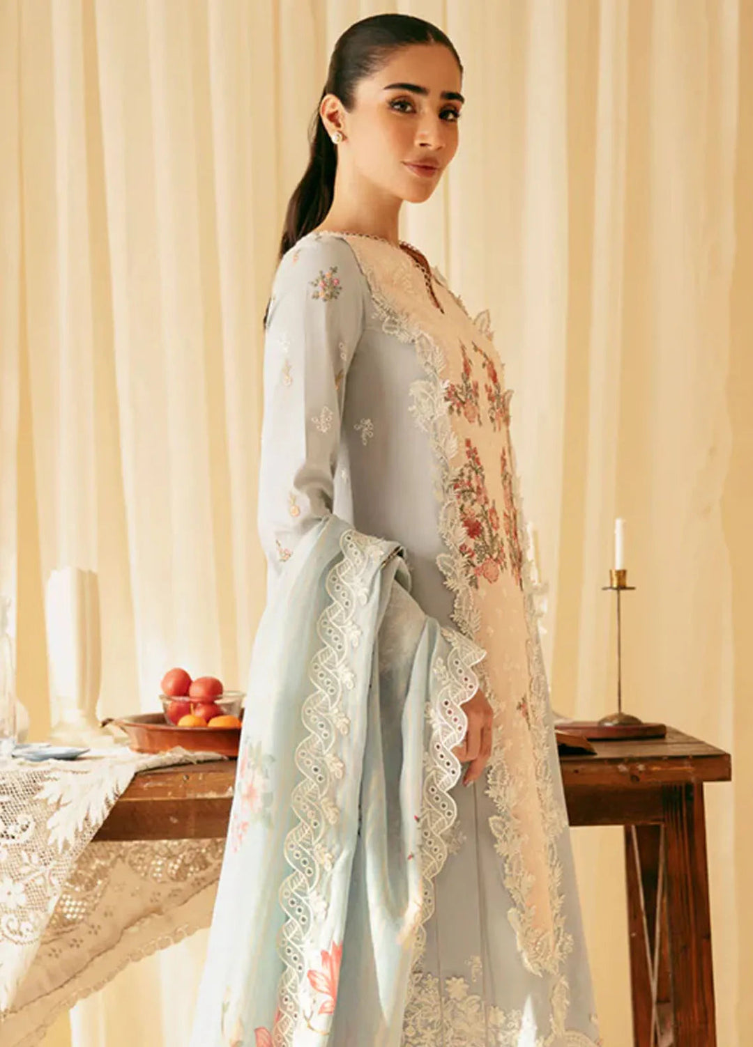 Qlinekari By Qalamkar Chikankari Lawn Suit Unstitched 3 Piece QLM24QK SQ-15 Neylan - Summer Collection