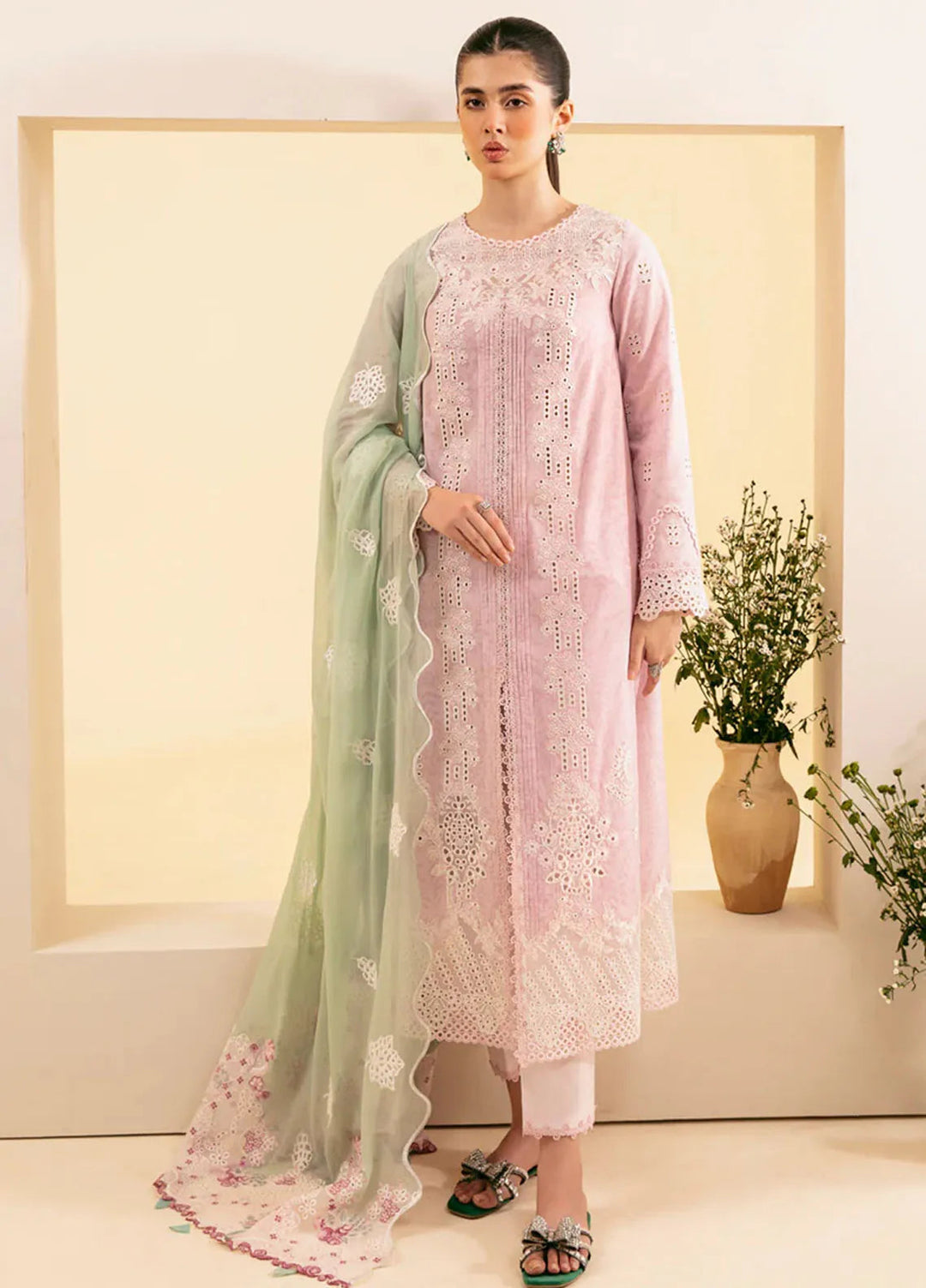 Qlinekari By Qalamkar Chikankari Lawn Suit Unstitched 3 Piece QLM24QK SQ-02 Asema - Summer Collection