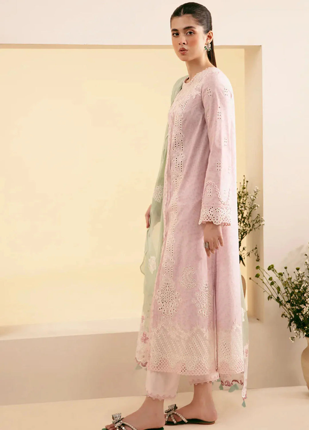 Qlinekari By Qalamkar Chikankari Lawn Suit Unstitched 3 Piece QLM24QK SQ-02 Asema - Summer Collection