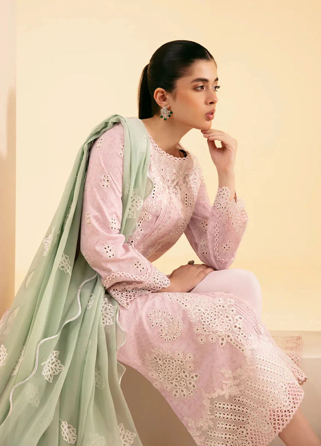 Qlinekari By Qalamkar Chikankari Lawn Suit Unstitched 3 Piece QLM24QK SQ-02 Asema - Summer Collection