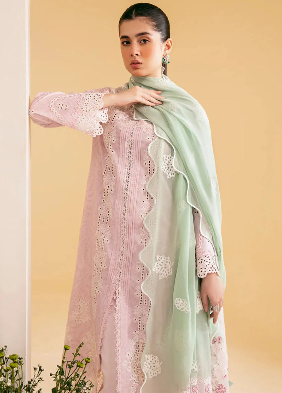 Qlinekari By Qalamkar Chikankari Lawn Suit Unstitched 3 Piece QLM24QK SQ-02 Asema - Summer Collection