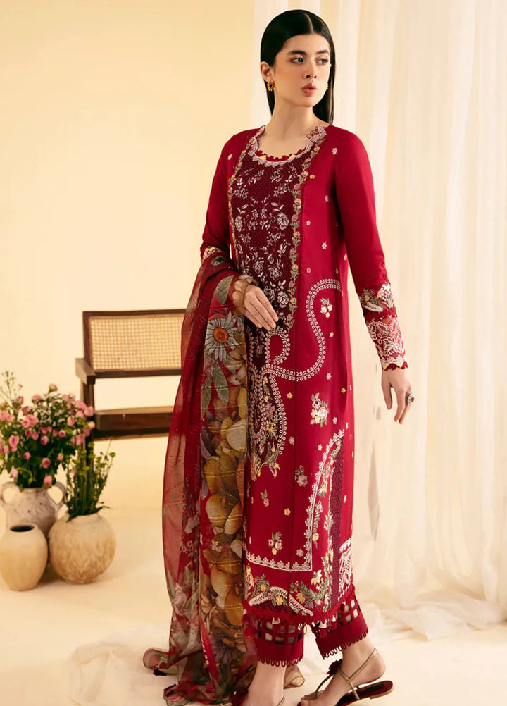 Qlinekari By Qalamkar Chikankari Lawn Suit Unstitched 3 Piece QLM24QK SQ-04 Larmina - Summer Collection