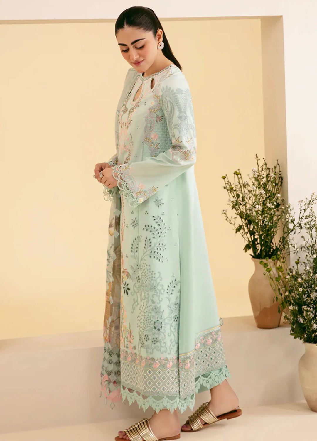 Qlinekari By Qalamkar Chikankari Lawn Suit Unstitched 3 Piece QLM24QK SQ-06 Afrozeh - Summer Collection