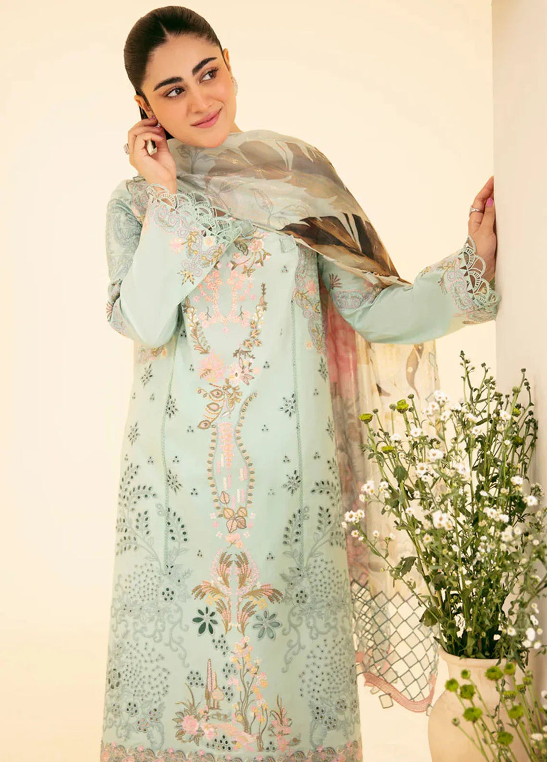 Qlinekari By Qalamkar Chikankari Lawn Suit Unstitched 3 Piece QLM24QK SQ-06 Afrozeh - Summer Collection