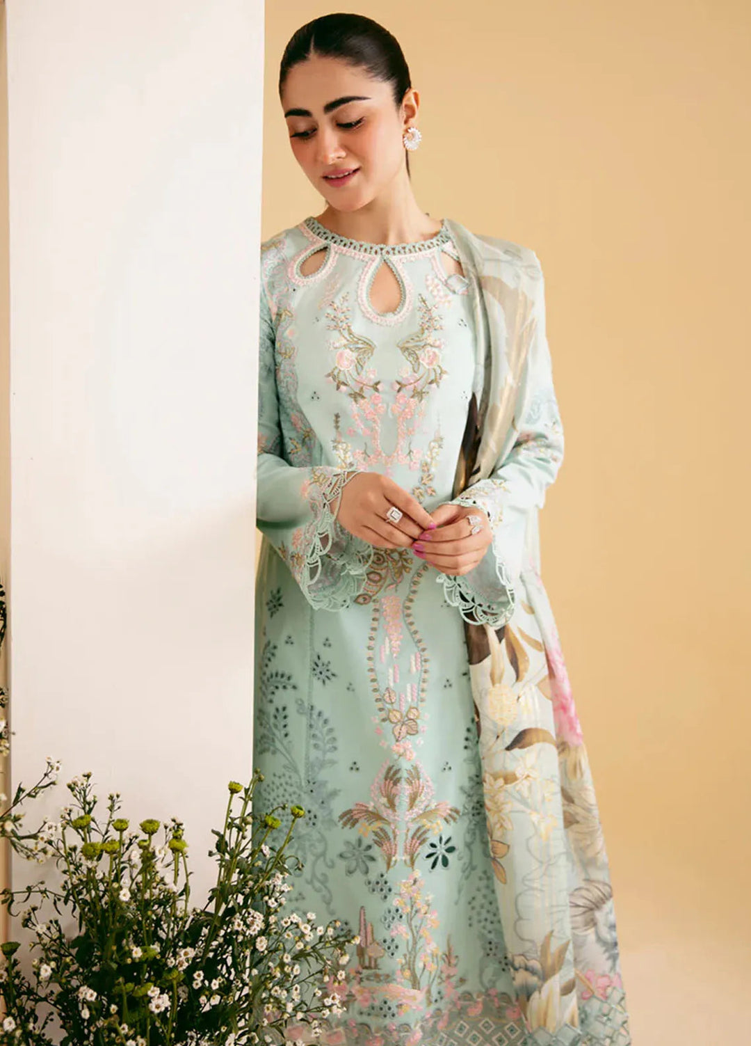 Qlinekari By Qalamkar Chikankari Lawn Suit Unstitched 3 Piece QLM24QK SQ-06 Afrozeh - Summer Collection