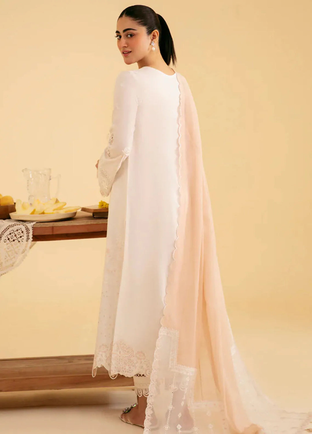 Qlinekari By Qalamkar Chikankari Lawn Suit Unstitched 3 Piece QLM24QK SQ-07 Carmin - Summer Collection