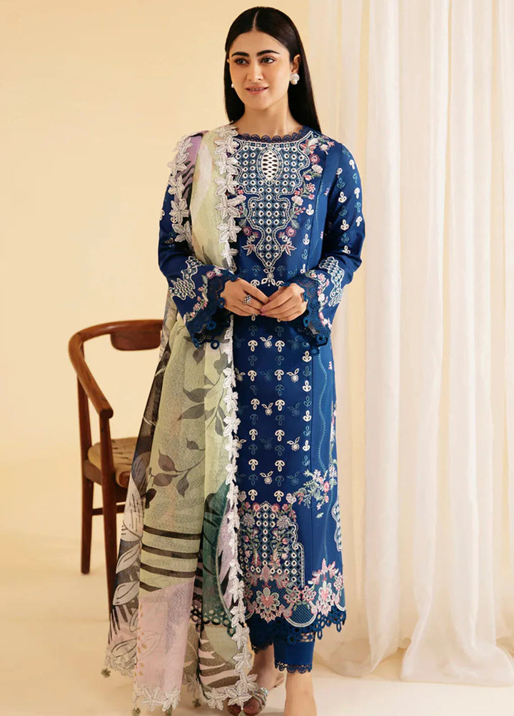 Qlinekari By Qalamkar Chikankari Lawn Suit Unstitched 3 Piece QLM24QK SQ-08 Zel - Summer Collection