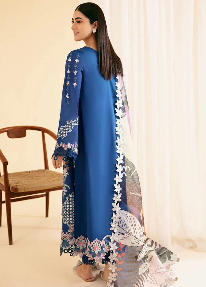 Qlinekari By Qalamkar Chikankari Lawn Suit Unstitched 3 Piece QLM24QK SQ-08 Zel - Summer Collection