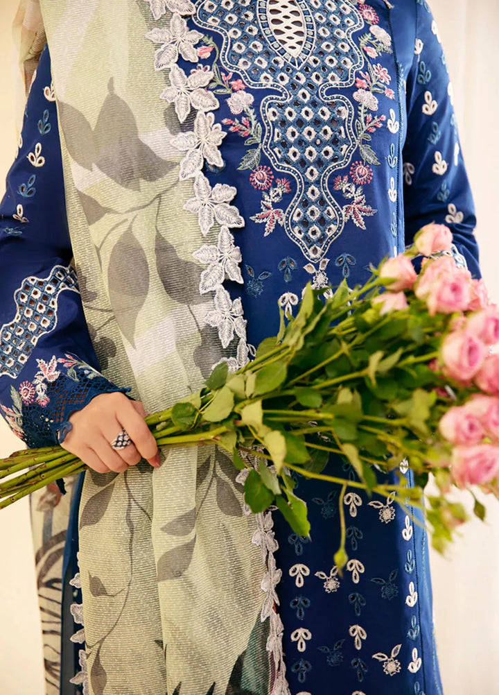 Qlinekari By Qalamkar Chikankari Lawn Suit Unstitched 3 Piece QLM24QK SQ-08 Zel - Summer Collection