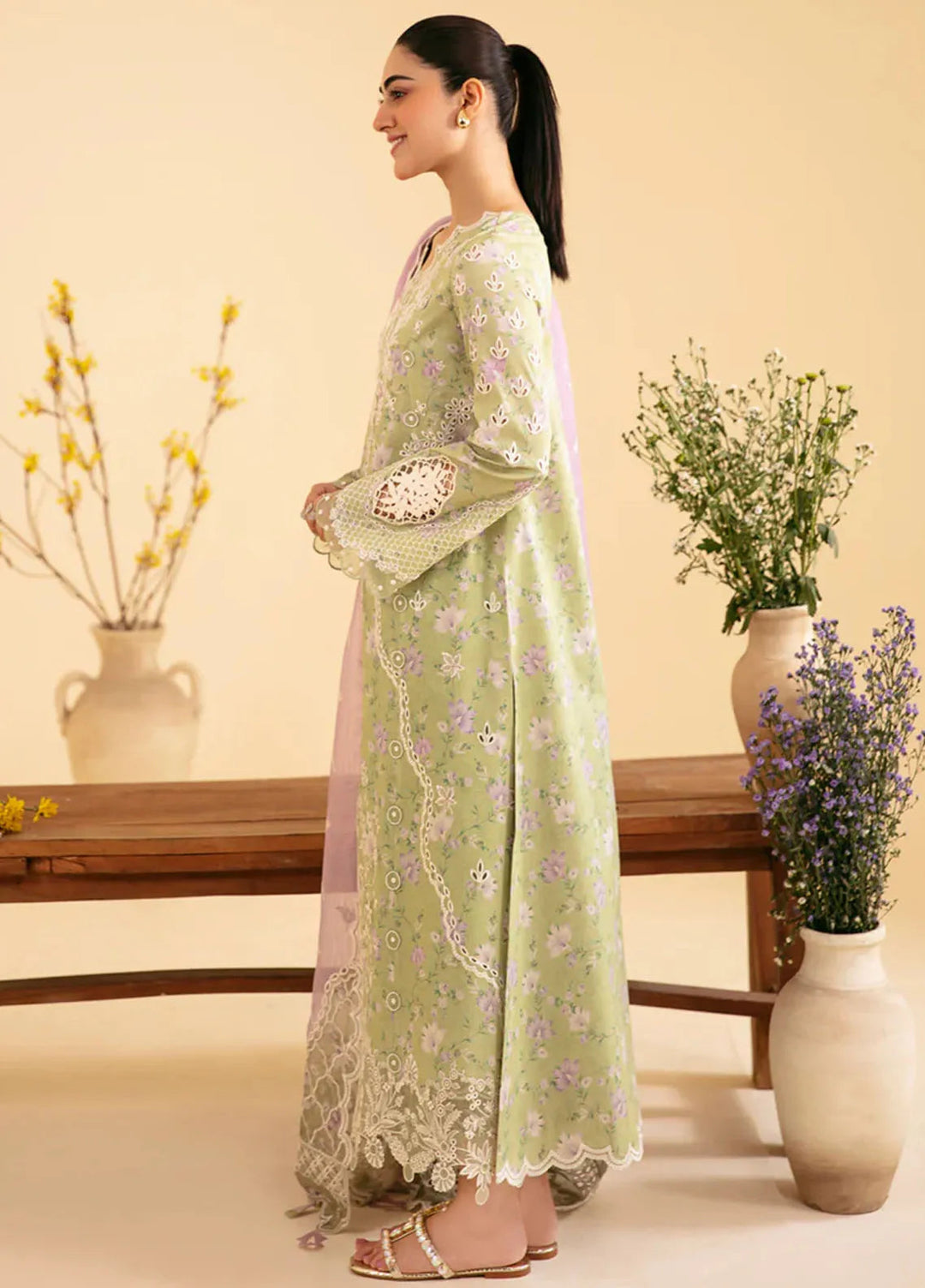 Qlinekari By Qalamkar Chikankari Lawn Suit Unstitched 3 Piece QLM24QK SQ-10 Vehja - Summer Collection