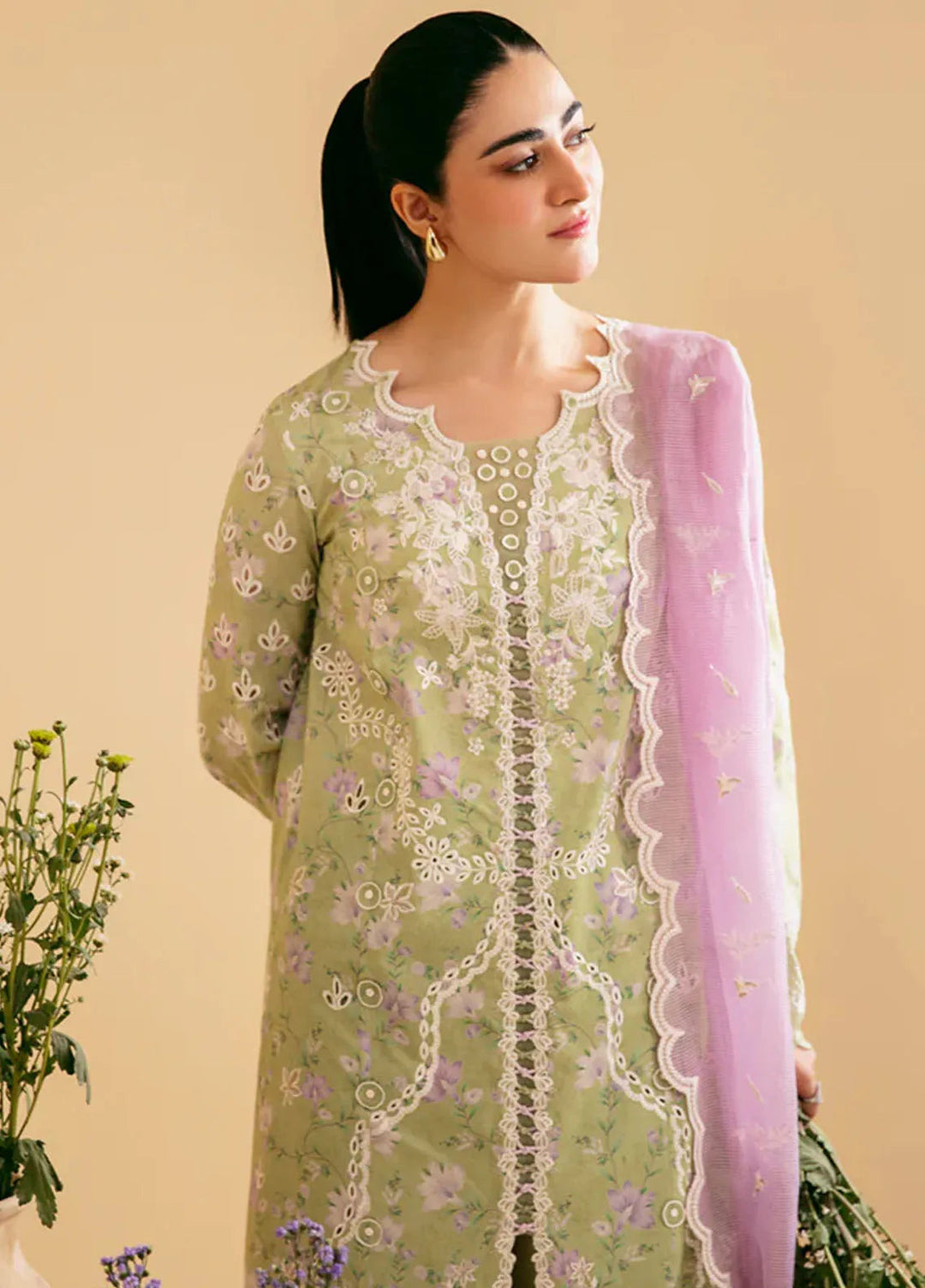 Qlinekari By Qalamkar Chikankari Lawn Suit Unstitched 3 Piece QLM24QK SQ-10 Vehja - Summer Collection