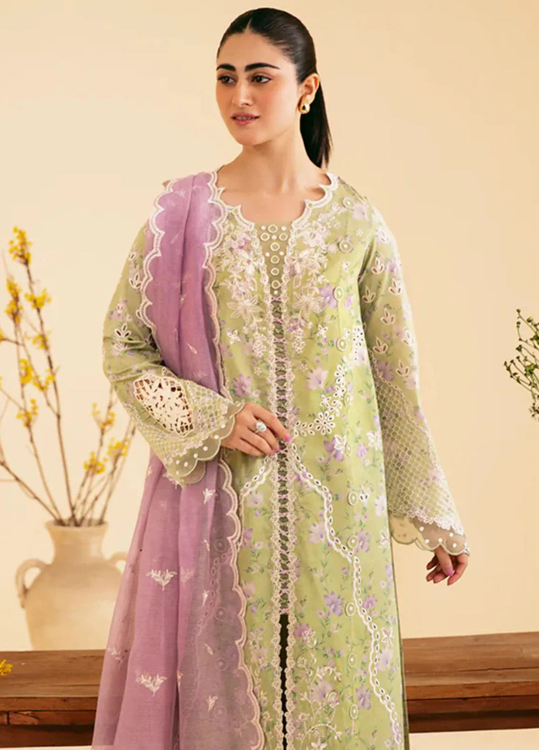 Qlinekari By Qalamkar Chikankari Lawn Suit Unstitched 3 Piece QLM24QK SQ-10 Vehja - Summer Collection