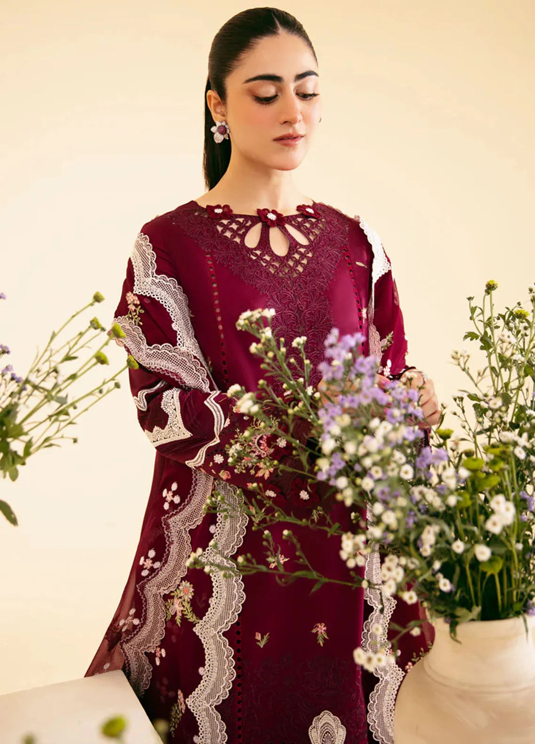 Qlinekari By Qalamkar Chikankari Lawn Suit Unstitched 3 Piece QLM24QK SQ-11 Zenal - Summer Collection