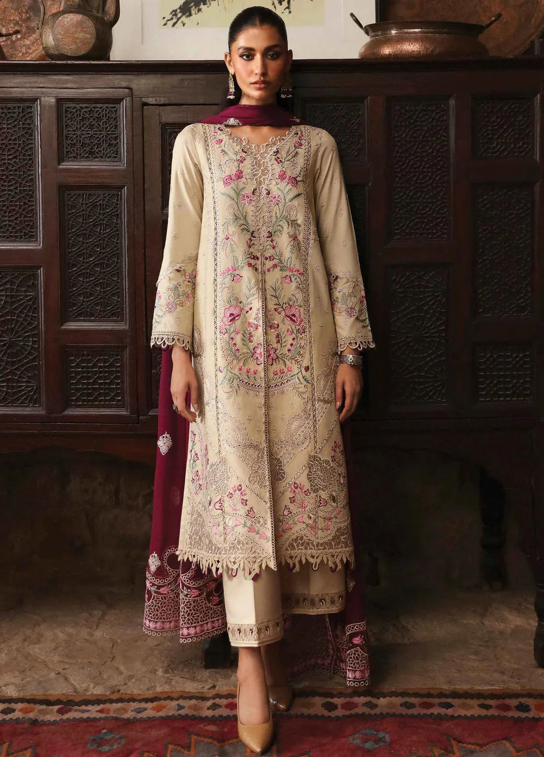 Qlinekari By Qalamkar Embroidered Linen Suit Unstitched 3 Piece QLM24QL LM-01 Faye - Fall Collection