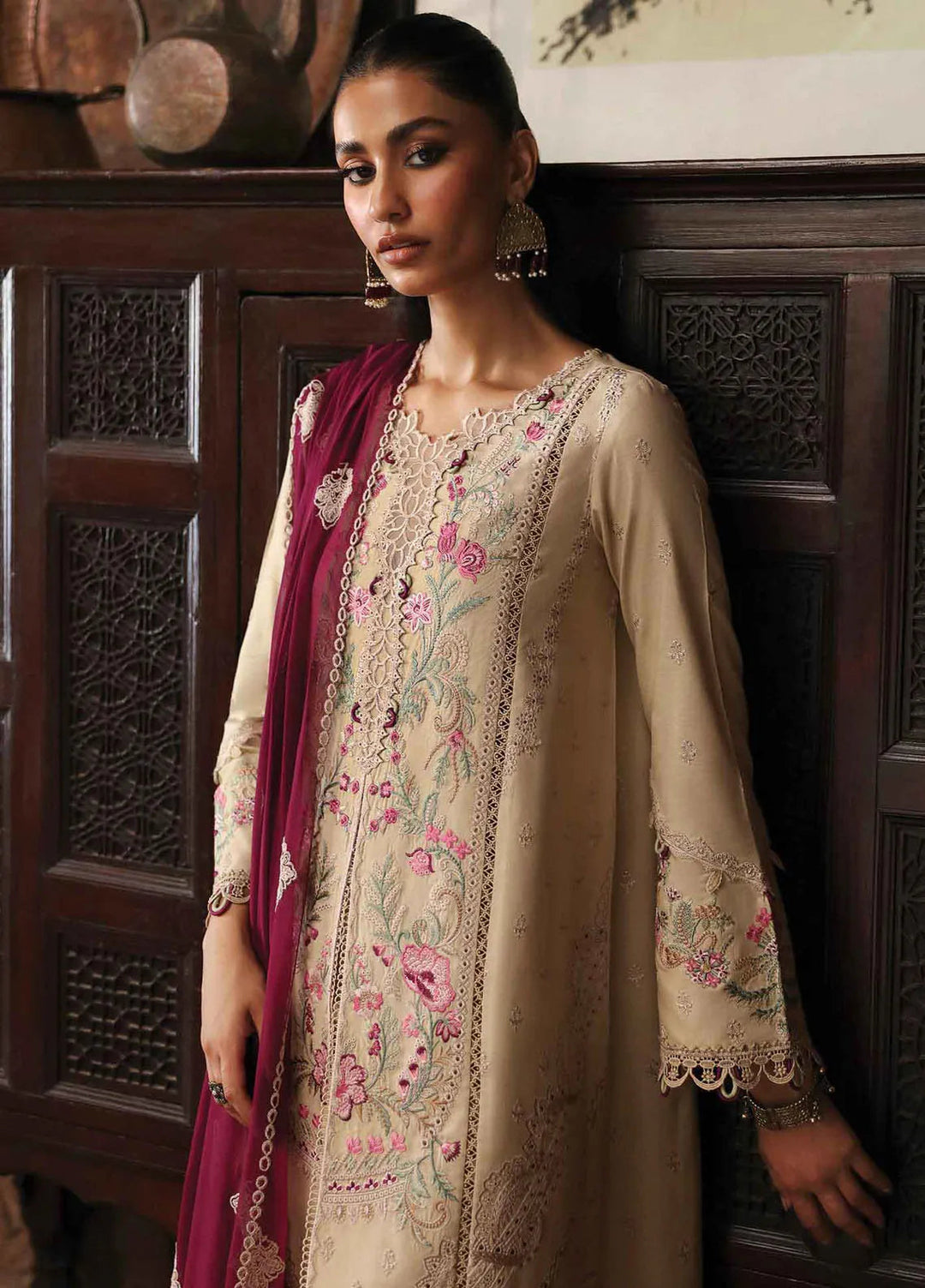 Qlinekari By Qalamkar Embroidered Linen Suit Unstitched 3 Piece QLM24QL LM-01 Faye - Fall Collection