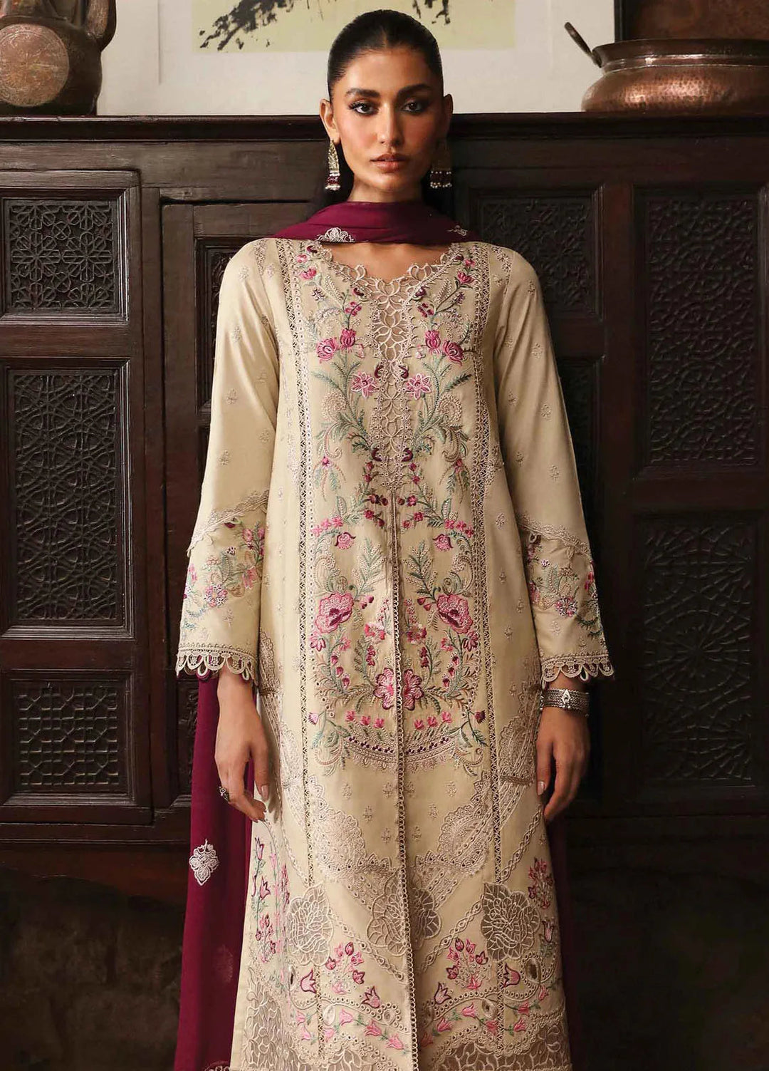 Qlinekari By Qalamkar Embroidered Linen Suit Unstitched 3 Piece QLM24QL LM-01 Faye - Fall Collection