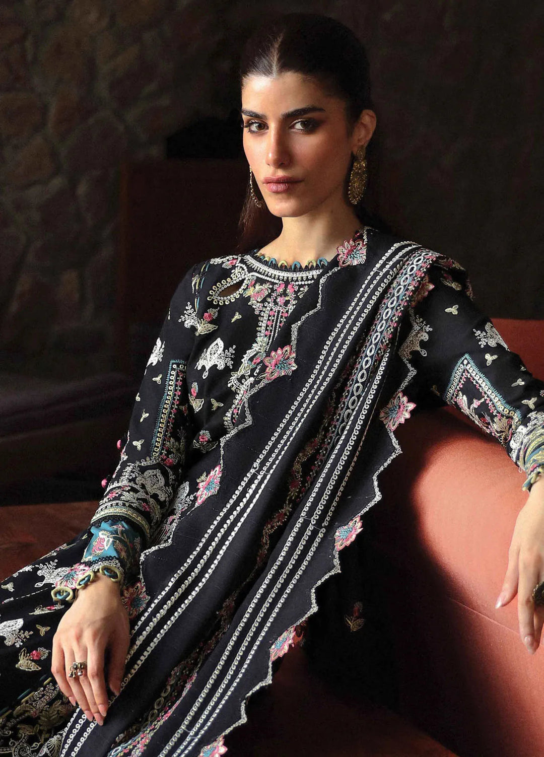 Qlinekari By Qalamkar Embroidered Linen Suit Unstitched 3 Piece QLM24QL LM-02 Ria - Fall Collection