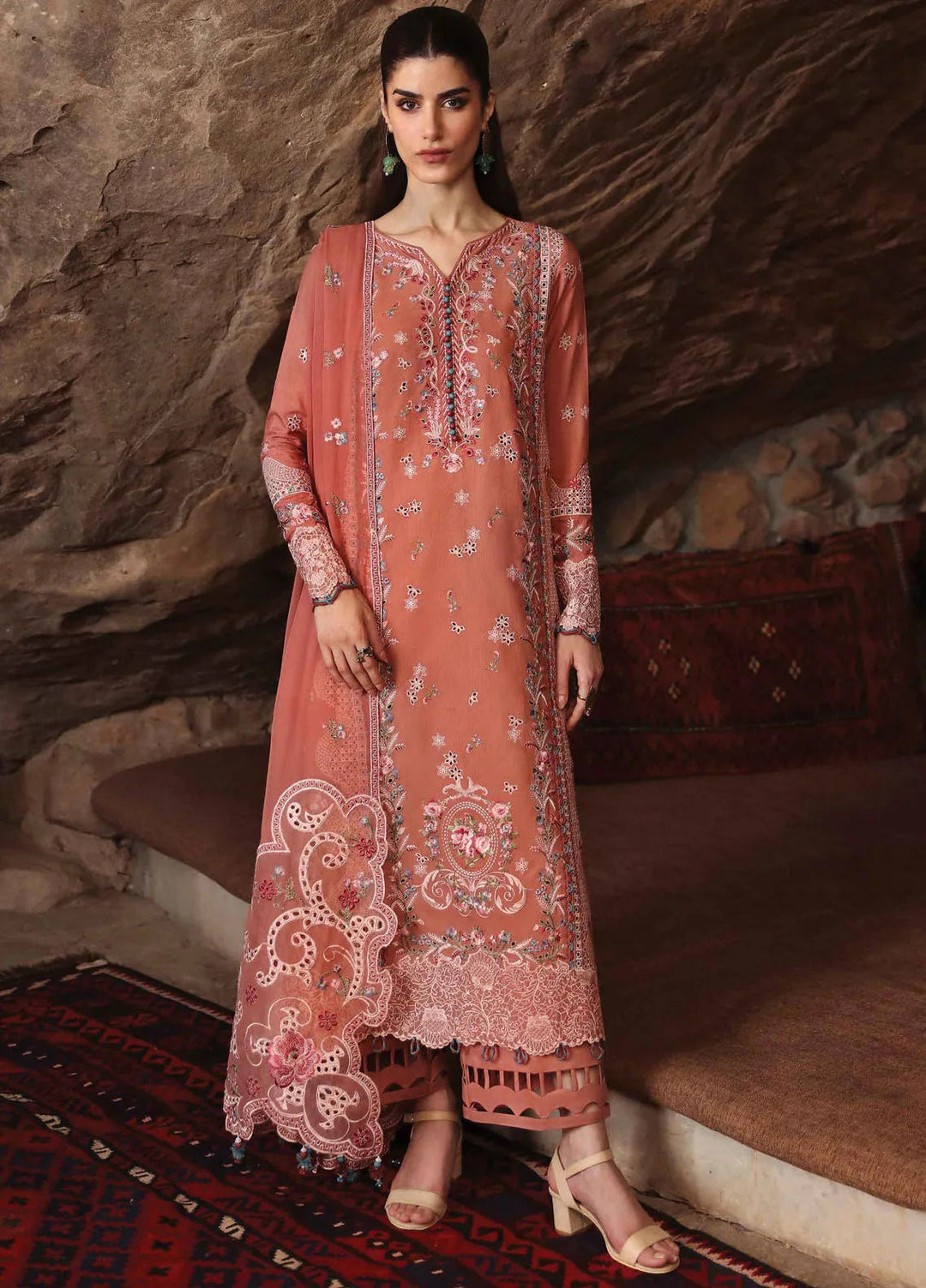 Qlinekari By Qalamkar Embroidered Linen Suit Unstitched 3 Piece QLM24QL LM-03 Luan - Fall Collection