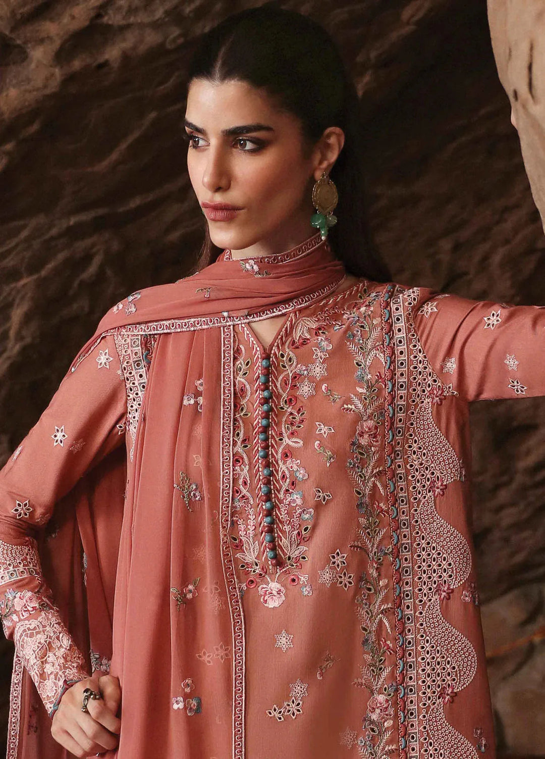Qlinekari By Qalamkar Embroidered Linen Suit Unstitched 3 Piece QLM24QL LM-03 Luan - Fall Collection
