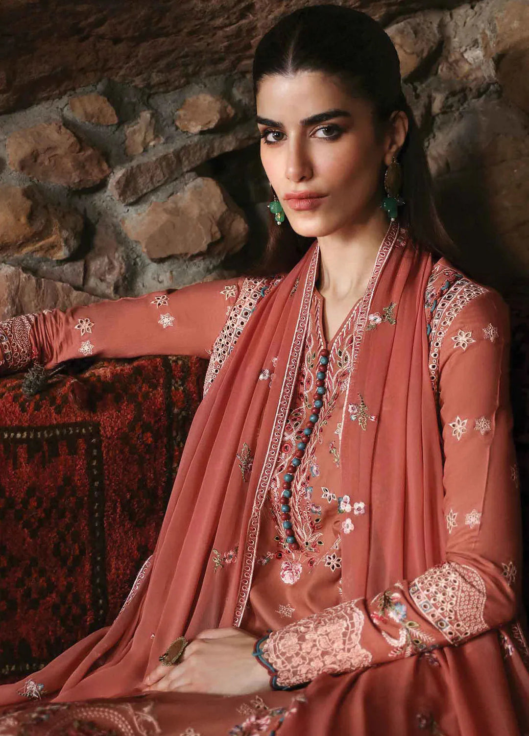 Qlinekari By Qalamkar Embroidered Linen Suit Unstitched 3 Piece QLM24QL LM-03 Luan - Fall Collection
