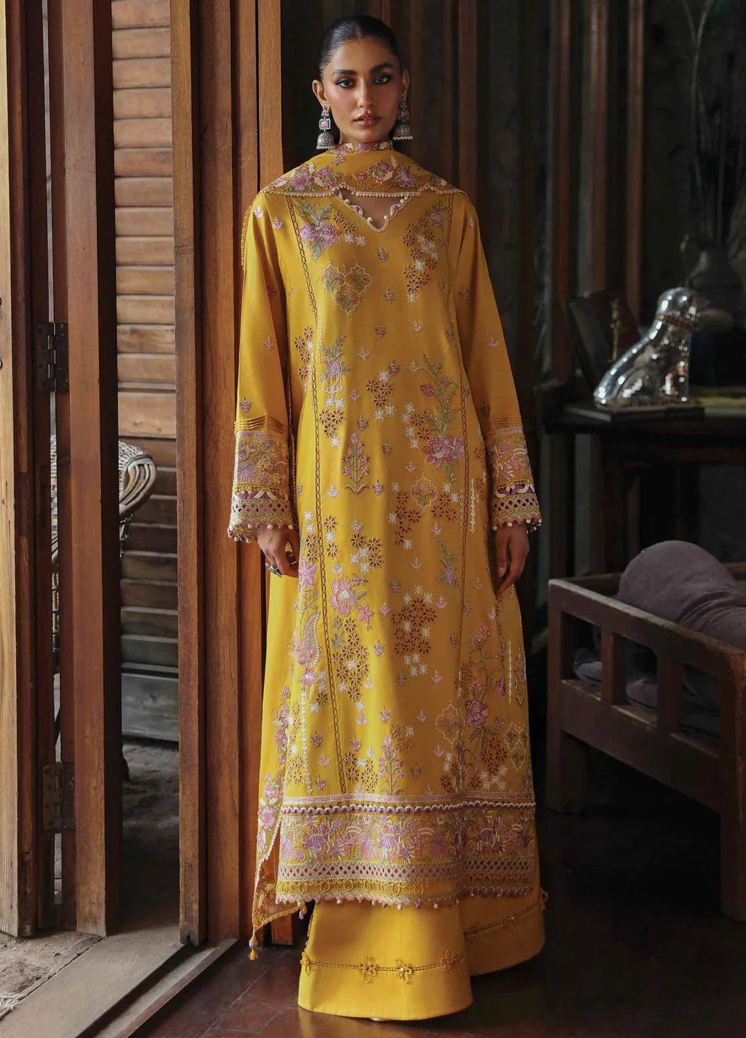 Qlinekari By Qalamkar Embroidered Linen Suit Unstitched 3 Piece QLM24QL LM-04 Sinsead - Fall Collection