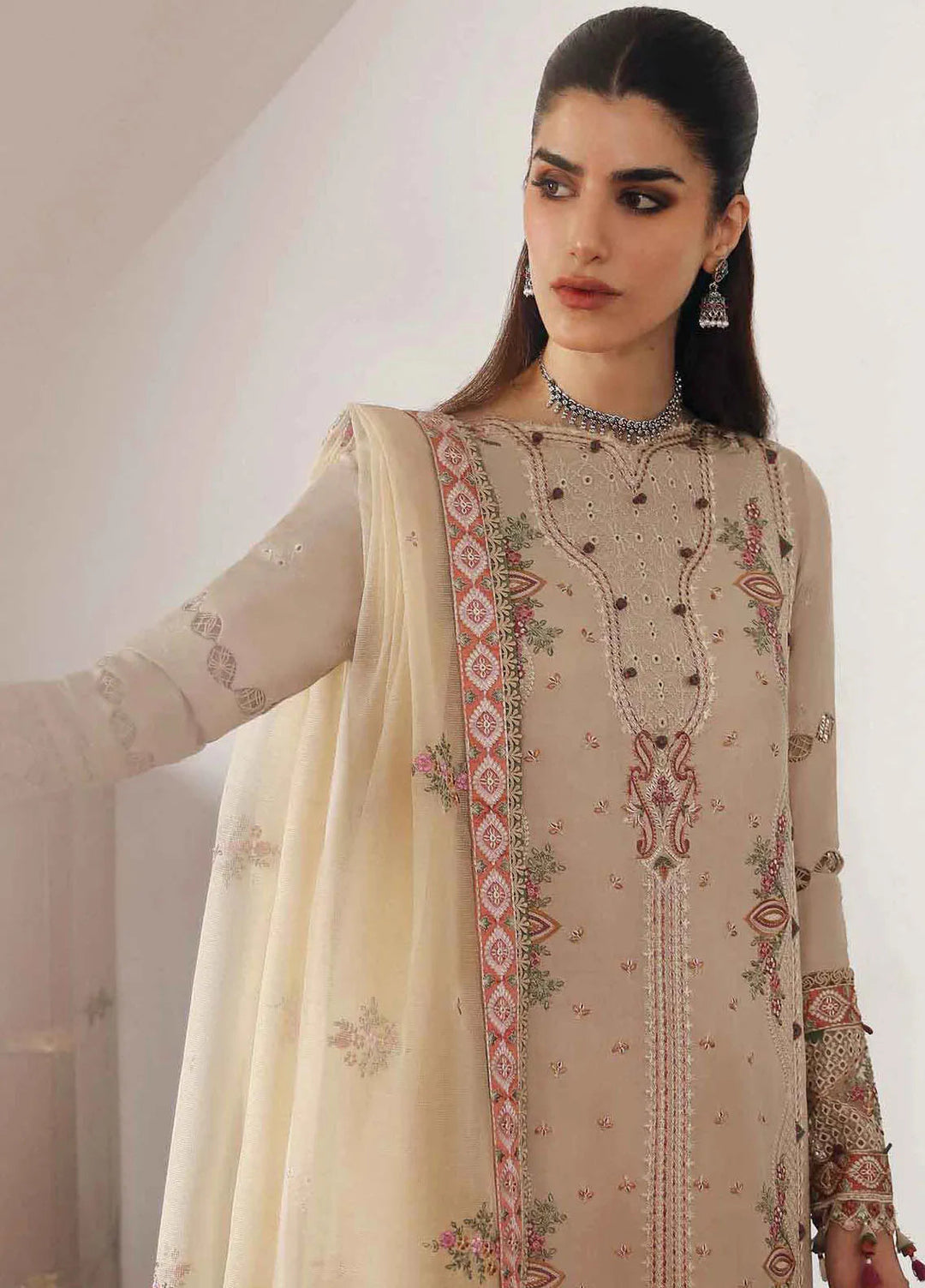 Qlinekari By Qalamkar Embroidered Linen Suit Unstitched 3 Piece QLM24QL LM-11 Zia - Fall Collection