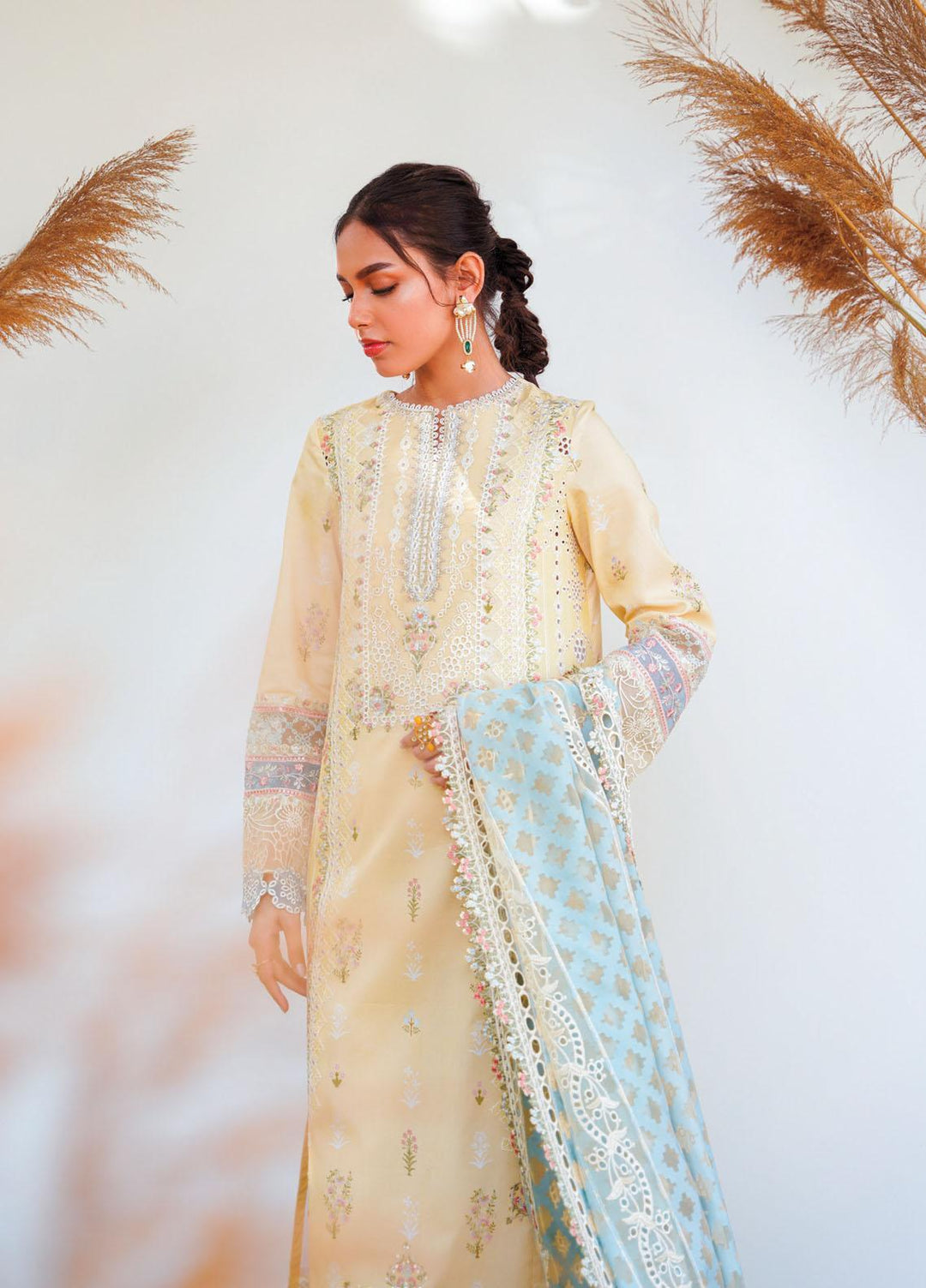 Qlinekari By Qalamkar Embroidered Chikankari Suits Unstitched 3 Piece QLM23QL RT-12 Ryan - Summer Collection