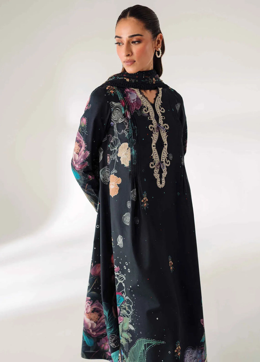Qprintrs By Qalamkar Embroidered Lawn Suit Unstitched 3 Piece QLM24QP AR-01 Aniqa - Summer Collection