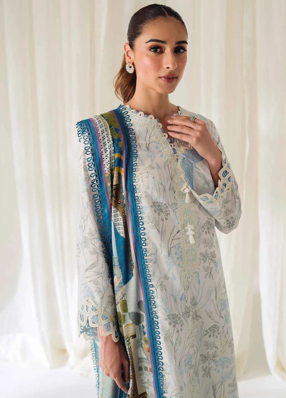 Qprintrs By Qalamkar Embroidered Lawn Suit Unstitched 3 Piece QLM24QP AR-05 Florine - Summer Collection
