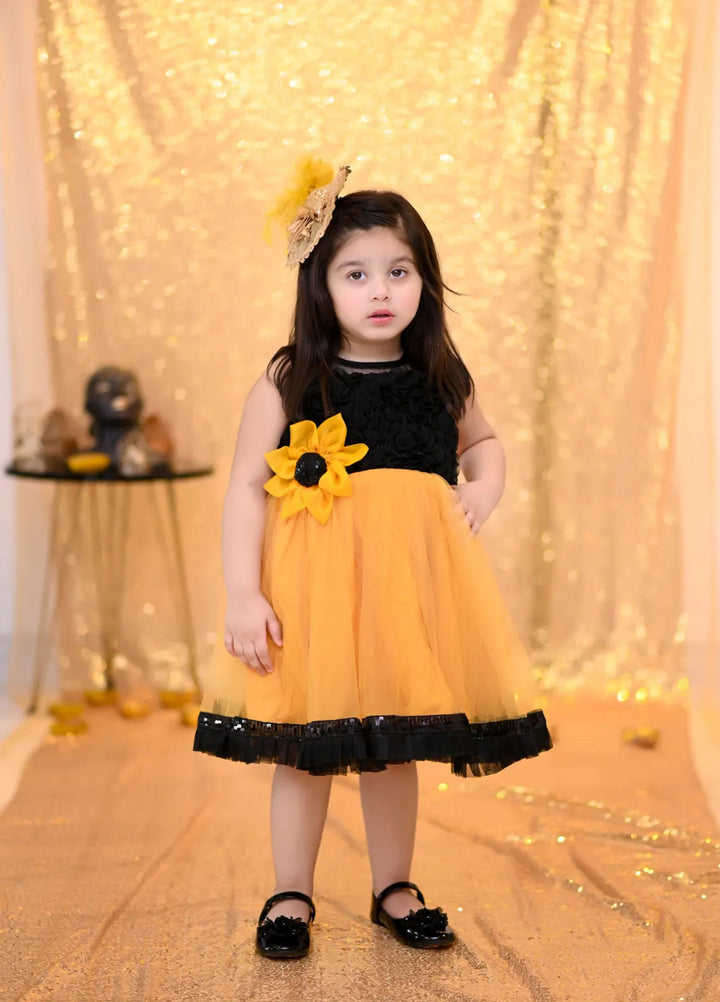 Qurratulain Saqib Pret Embroidered Shirt Mustard Sunflower