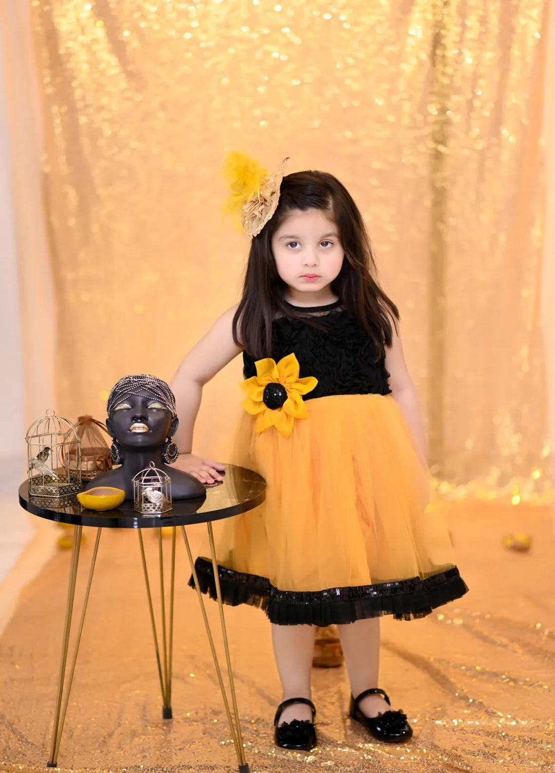 Qurratulain Saqib Pret Embroidered Shirt Mustard Sunflower