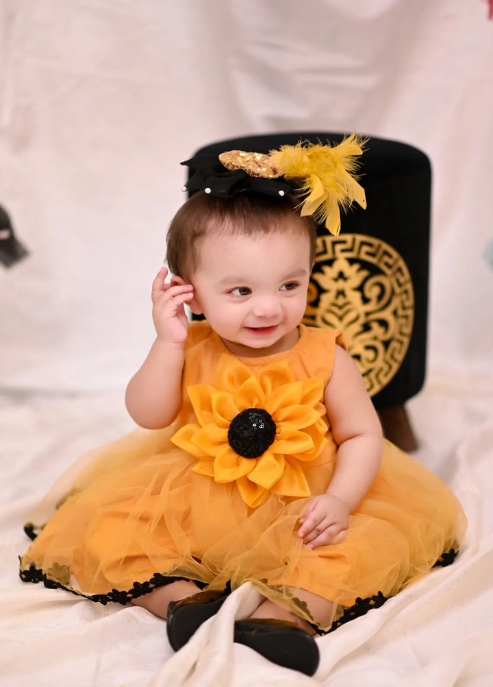 Qurratulain Saqib Pret Embroidered Shirt Mustard Sunflower