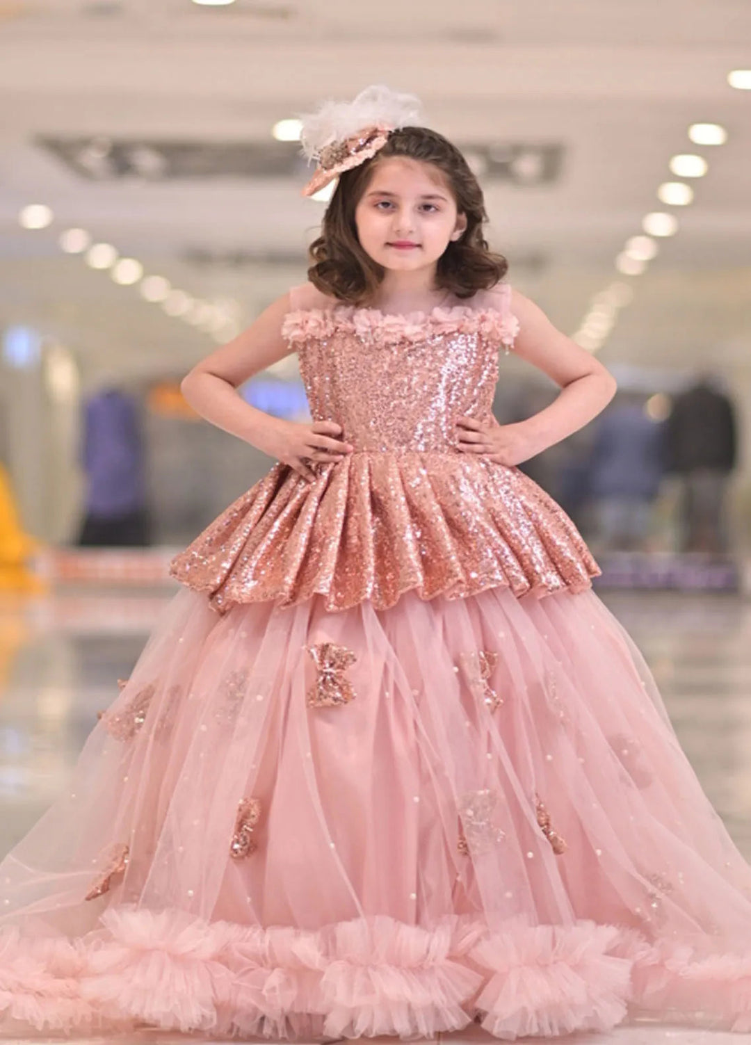 Qurratulain Saqib Pret Embroidered Shirt Peach Bows Blossom